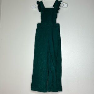 Hanna Andersson corduroy wide leg ruffle strap overalls Sz 6-7